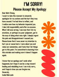 Yellow Joyful Apology Card Flyer (us Letter) template
