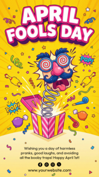 Yellow Joyful April Fools' Day Instagram Story Instagram-verhaal template