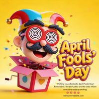 Yellow Joyful April Fools' Day Square Video Persegi (1:1) template