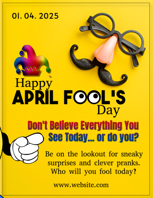 Yellow Joyful April Fools Day Flyer (us Letter) template