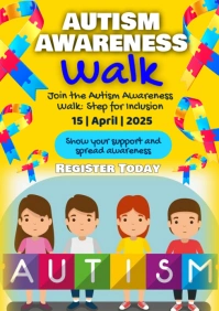 Yellow Joyful Autism Awareness Walk A2 template