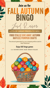 Yellow Fall Autumn Bingo Fundraiser Instagram Story Template
