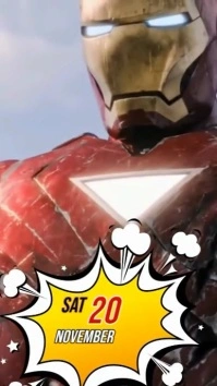 Yellow Joyful Avengers Animated Birthday Digi Digital Display (9:16) template