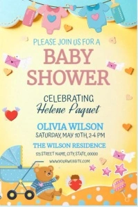 Yellow Joyful Baby Shower Party Template Pinterest Graphic