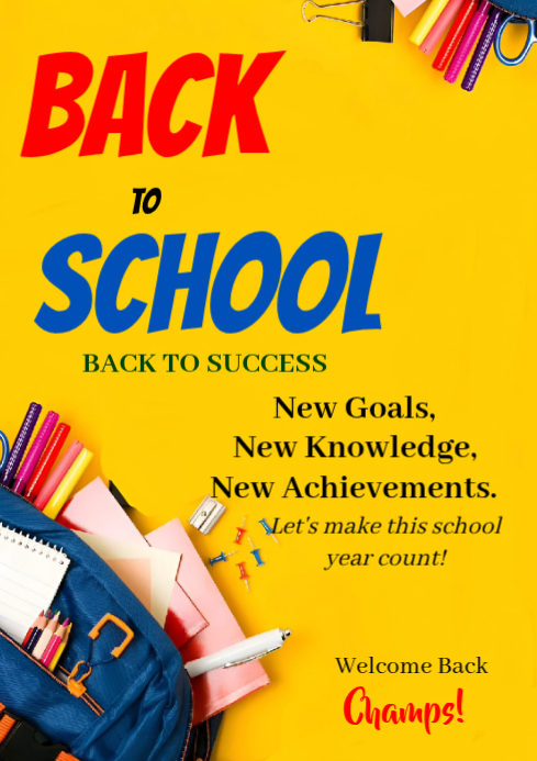 Plantilla de Yellow Joyful Back To School A4 | PosterMyWall