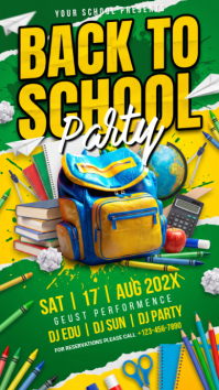 Yellow Joyful Back to School Party Instagram Story template