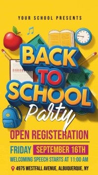 Yellow Joyful Back To  School Party Instagram Story template