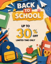 Żółty Back to School Sale Instagram Portrait Template