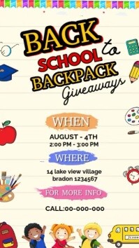 Yellow Back to School Event Instagram Story Template