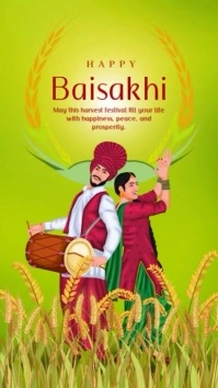Yellow Joyful Baisakhi  Tiktok Video template