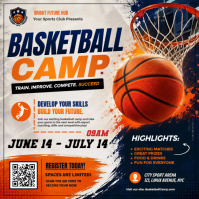 Yellow Joyful Basketball Camp Square Post Template | Sports Camp Registration Flyer