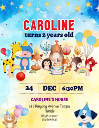 Yellow Joyful Birthday Party Flyer template