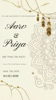 Yellow Joyful Boho Mandala Indian Engagement Invitation Instagram Story template