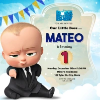 Yellow Joyful Boss Baby Birthday Instagram Post Wpis na Instagrama template