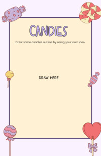 Yellow Joyful Candy Cane Borders Background Frames  Half Page Wide template