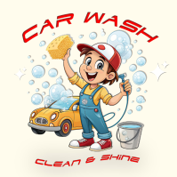 Yellow Joyful Car Wash Logo template