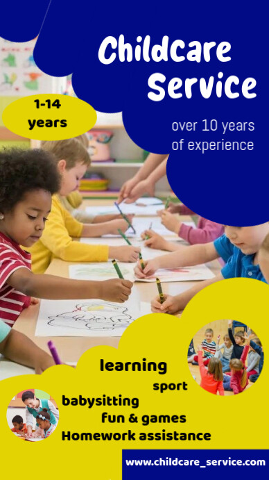 Yellow Joyful Childcare Service  Digital Display (9:16) template