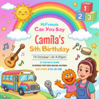 Yellow Joyful Children's Birthday Party Instagram Post template