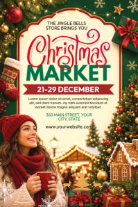 Yellow Christmas Market Plakkaat Template