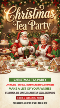 Yellow Joyful Christmas Tea Party Instagram Story template