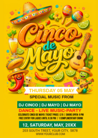 Yellow Joyful Cinco de Mayo Celebration A4 template