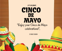Yellow Cinco de Mayo Celebration Medium Rectangle Template