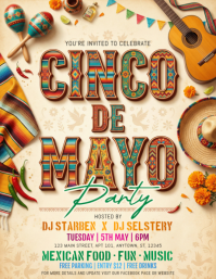 สีเหลือง Cinco de Mayo Party Flyer Template