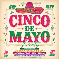 Yellow Joyful Cinco de Mayo Party Square Video Isikwele (1:1) template