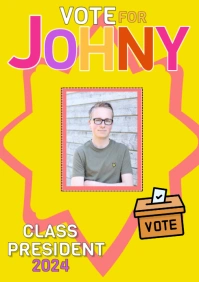 Yellow Joyful Class President Vote A4 template