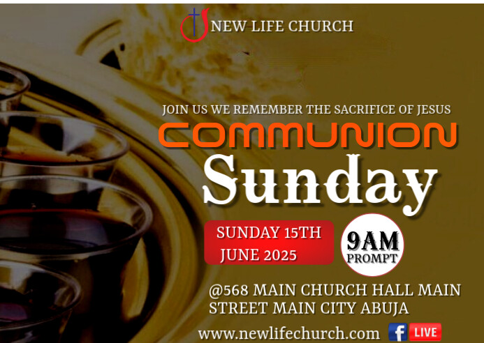 Yellow Joyful Communion Sunday Service  Postcard template
