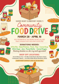 Yellow Community Food Drive A4 Template