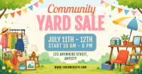 Yellow Joyful Community Yard Sale Facebook Shared Image delt Facebook-billede template