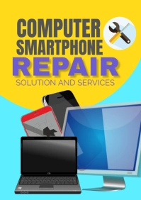 Yellow Joyful Computer Smartphone Repair Grap A1 template