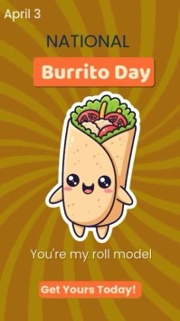 Yellow Joyful Cute Burrito Day Animation Promo For Food Brands & Social Campaigns Instagram Reel template