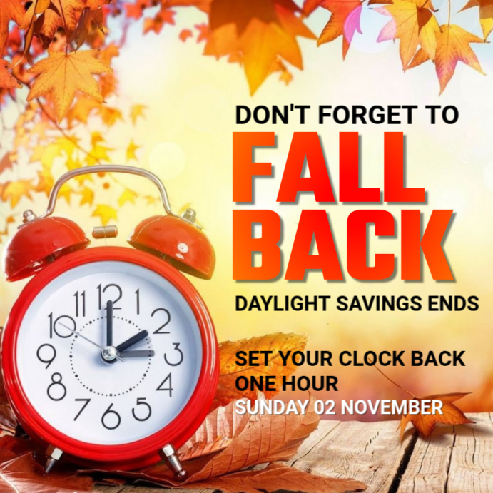Yellow Joyful Daylight Saving Time Ends Instagram Post Template ...