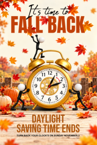 Yellow Daylight Saving Time Reminder Плакат Template