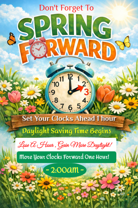 Copy of Yellow Joyful Daylight Saving Time Poster | PosterMyWall