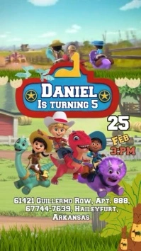 Yellow Joyful  Dino Ranch Excited Invitation Instagram Reel template