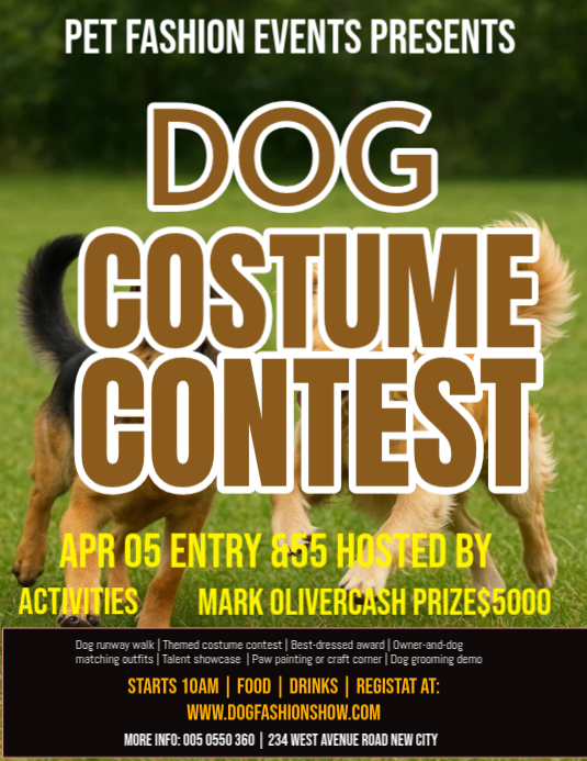 Yellow Joyful Dog Costume Contest Flyer Template | PosterMyWall