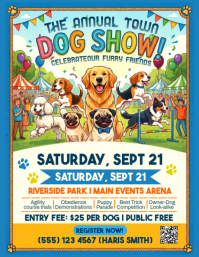 Yellow Joyful Dog Show Event Flyer ใบปลิว (US Letter) template