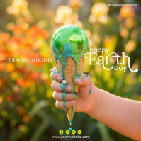 Yellow Joyful Earth Day Square Quadrado (1:1) template