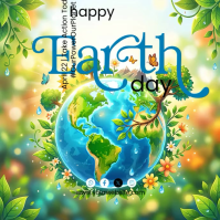 Yellow Joyful Earth Day Square Video Cuadrado (1:1) template