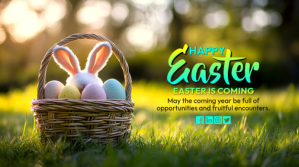 Yellow Joyful Easter Celebration Digital Display template