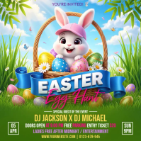 Yellow Joyful Easter Egg Hunt Event Square Video Kwadrat (1:1) template