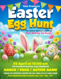 Yellow Joyful Easter Egg Hunt Flyer template