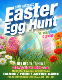 Yellow Joyful Easter Egg Hunt Flyer template