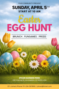 Yellow Joyful Easter Egg Hunt Poster Affiche template