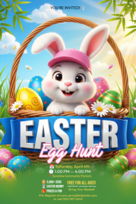 Yellow Joyful Easter Egg Hunt Poster template