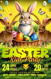 Yellow Joyful Easter Half Page Wide template