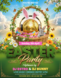 Yellow Joyful Easter Party Flyer template
